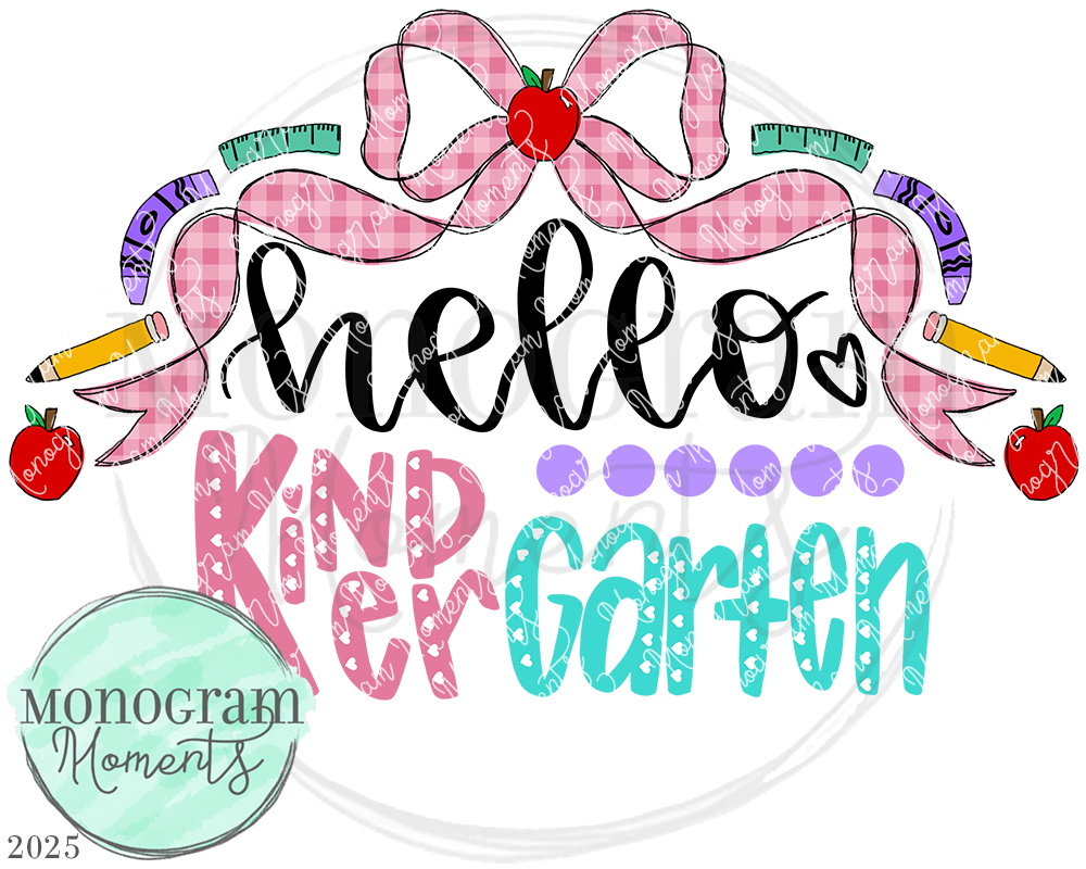 Hello Kindergarten Bow