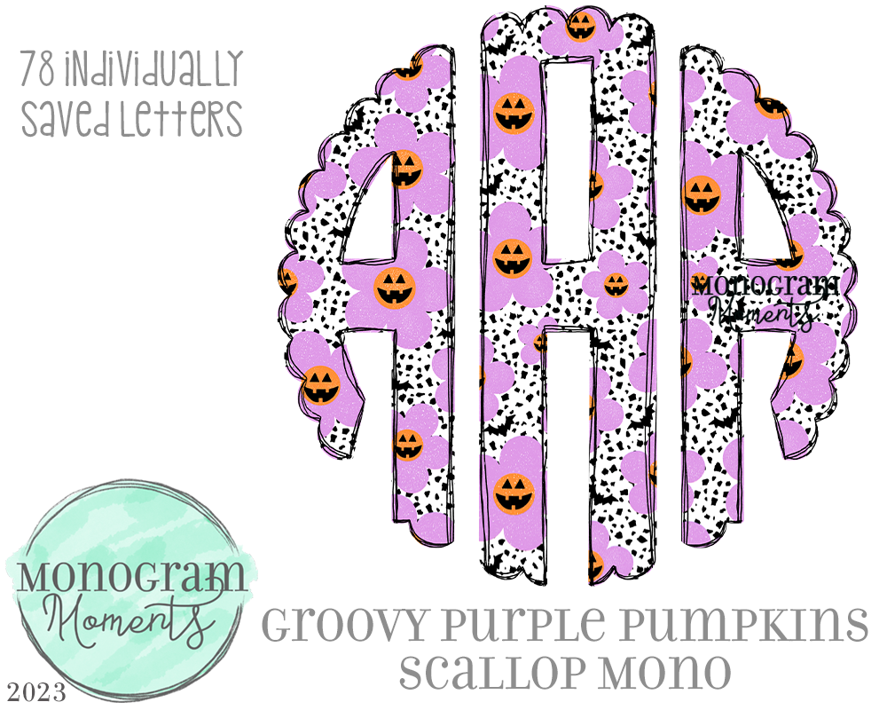 Groovy Purple Pumpkin Scallop Mono