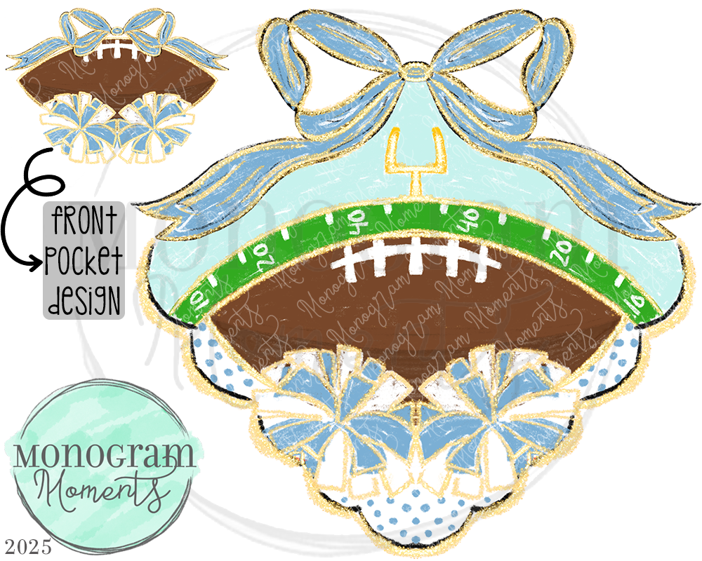 Classy Football- Powder Blue & White