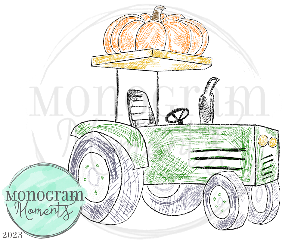 Green Scribble Pumpkin Tractor