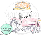 Pink Scribble Pumpkin Tractor