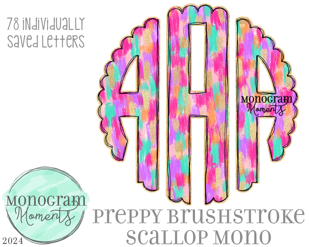 Preppy Brushstroke Scallop Mono