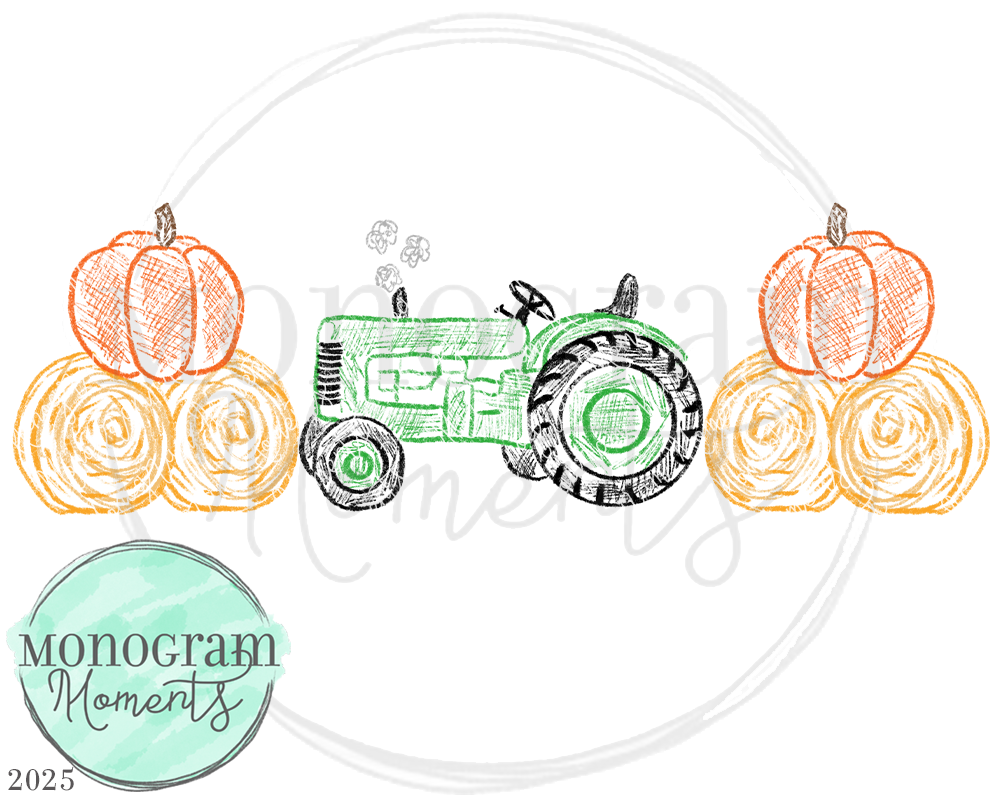 Scribble Fall Tractor & Haybales