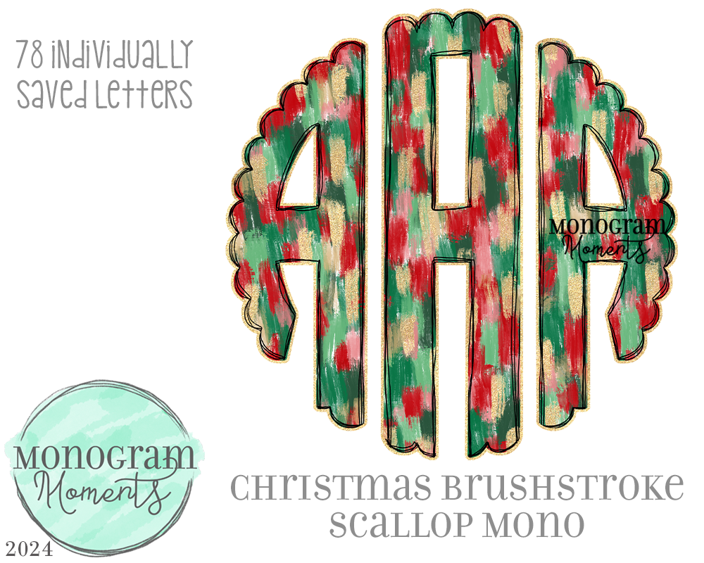 Christmas Brushstroke Scallop Mono