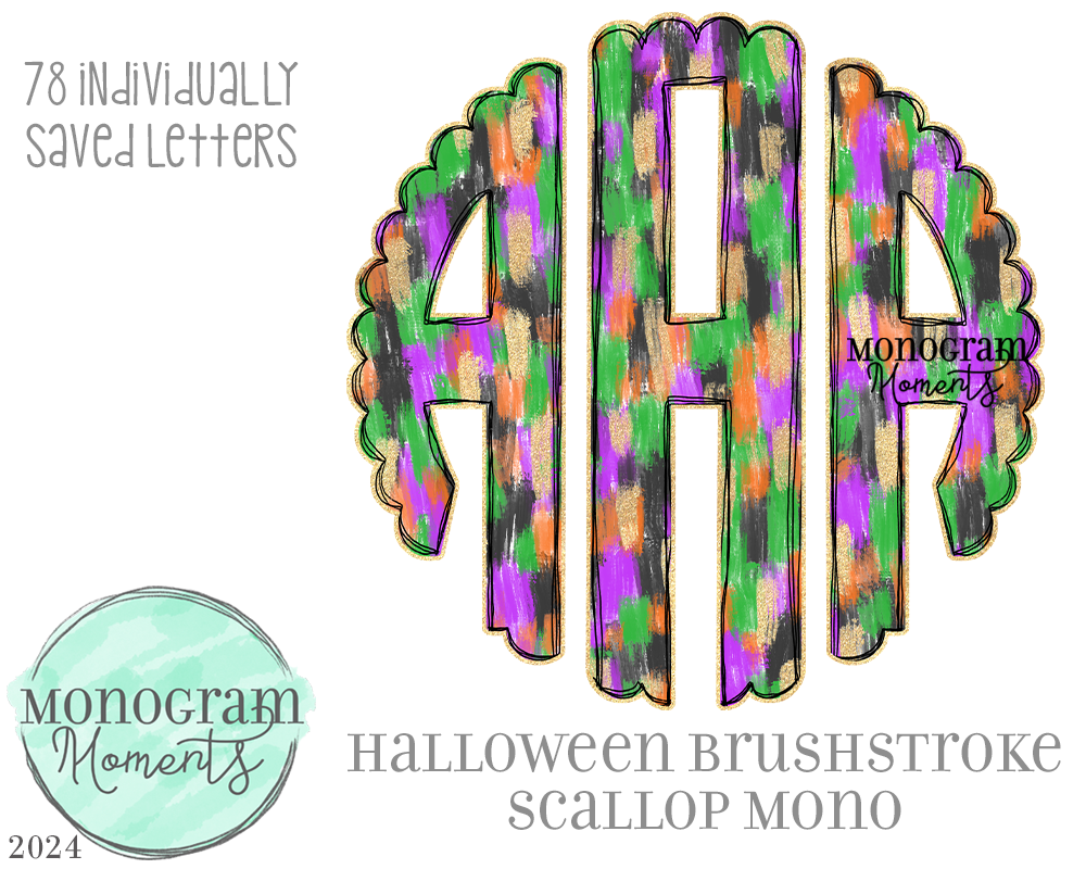 Halloween Brushstroke Scallop Mono