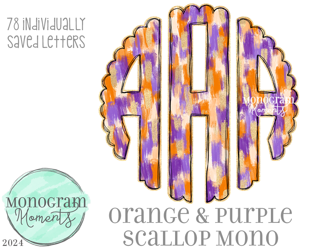 Orange & Purple Brushstroke Scallop Mono