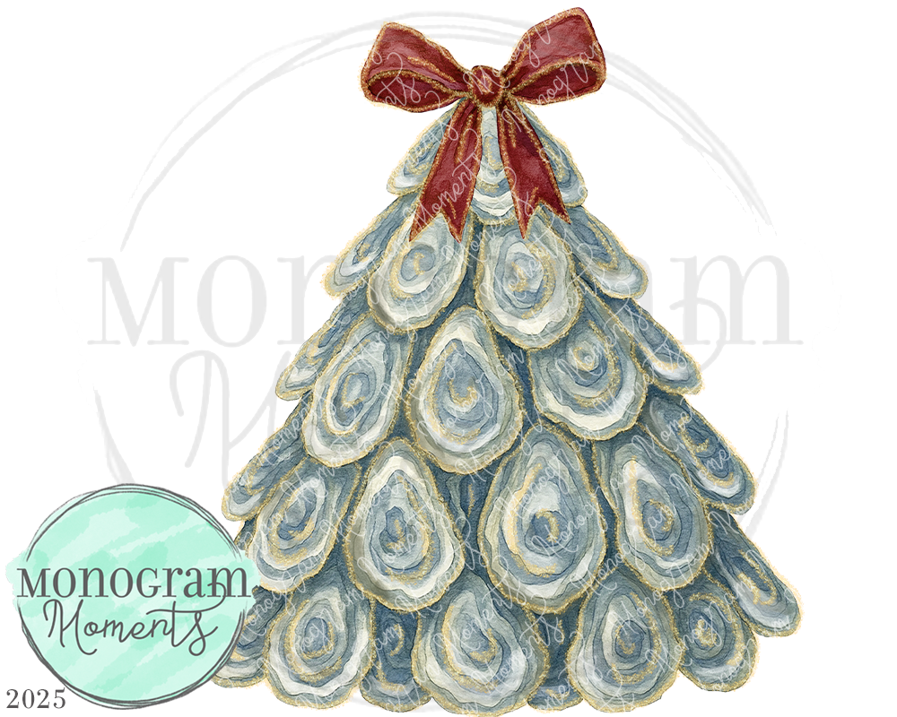 Oyster Christmas Tree - Red Bow