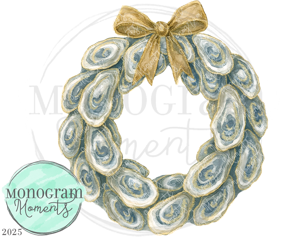 Oyster Wreath - Gold Bow