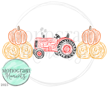 Load image into Gallery viewer, Red Scribble Fall Tractor &amp; Haybales
