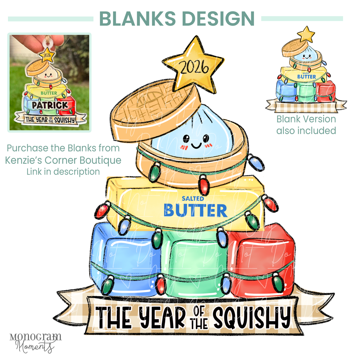 Boy's Squishy Tree Ornament Design - Light Blue – Monogram Moments