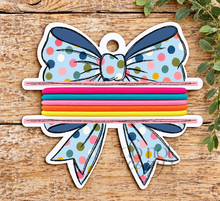 Load image into Gallery viewer, Blue Dots Bow Hair Tie Blank Design
