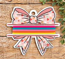 Load image into Gallery viewer, Hearts Bow Hair Tie Blank Design
