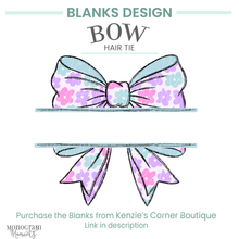 Load image into Gallery viewer, Mint Flowers Bow Hair Tie Blank Design
