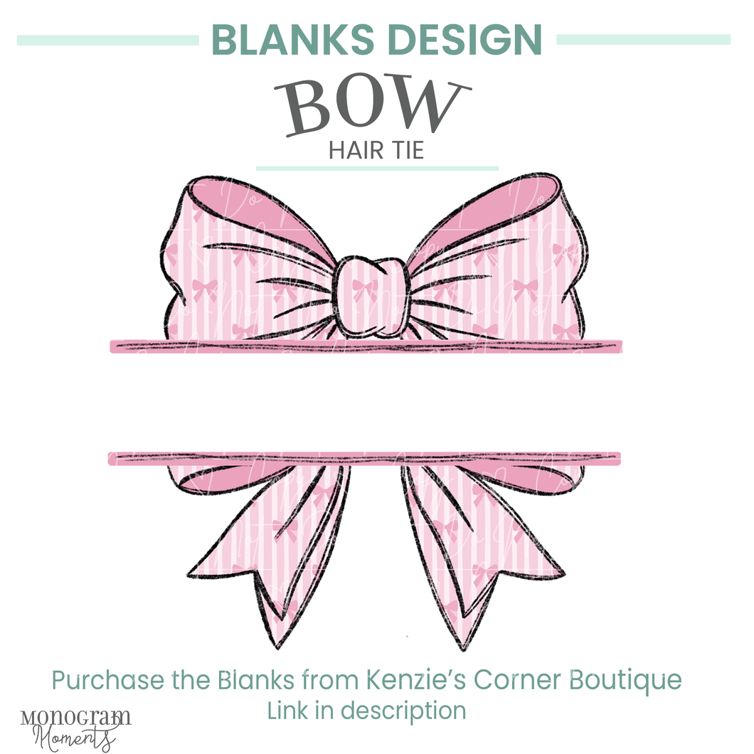Pink Bow Stripe Bow Hair Tie Blank Design – Monogram Moments