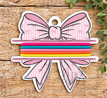 Load image into Gallery viewer, Pink Bow Stripe Bow Hair Tie Blank Design
