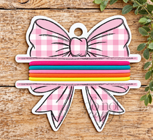 Load image into Gallery viewer, Pink Gingham Bow Hair Tie Blank Design
