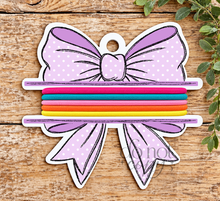 Load image into Gallery viewer, Purple Dot Bow Hair Tie Blank Design
