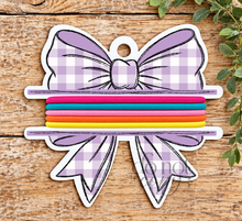 Load image into Gallery viewer, Purple Gingham Bow Hair Tie Blank Design
