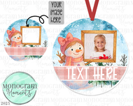 Girl's Snowman Picture Ornament - Blanks Design