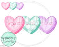 Girl's Watercolor Hearts Trio