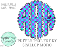 Purple Teal Funky Scallop Mono