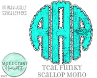 Teal Funky Scallop Mono