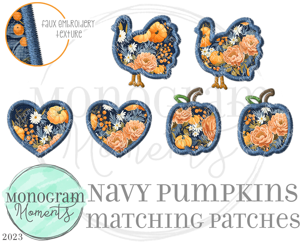 Navy Pumpkins Matching Patches