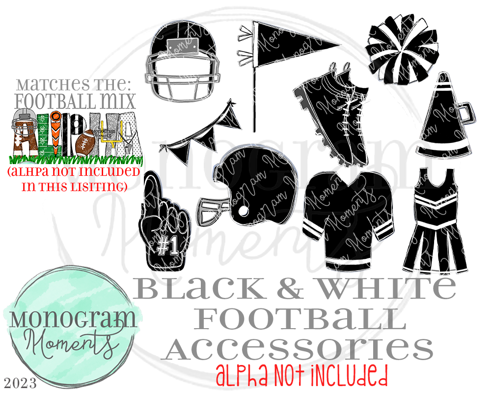 Black & White Football Accessories