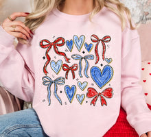 Load image into Gallery viewer, Heart Bow Collage -Blue &amp; Red
