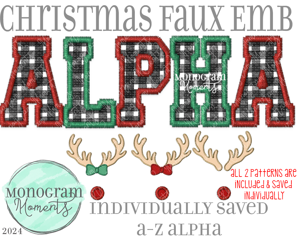 Christmas Faux Embroidery Alpha