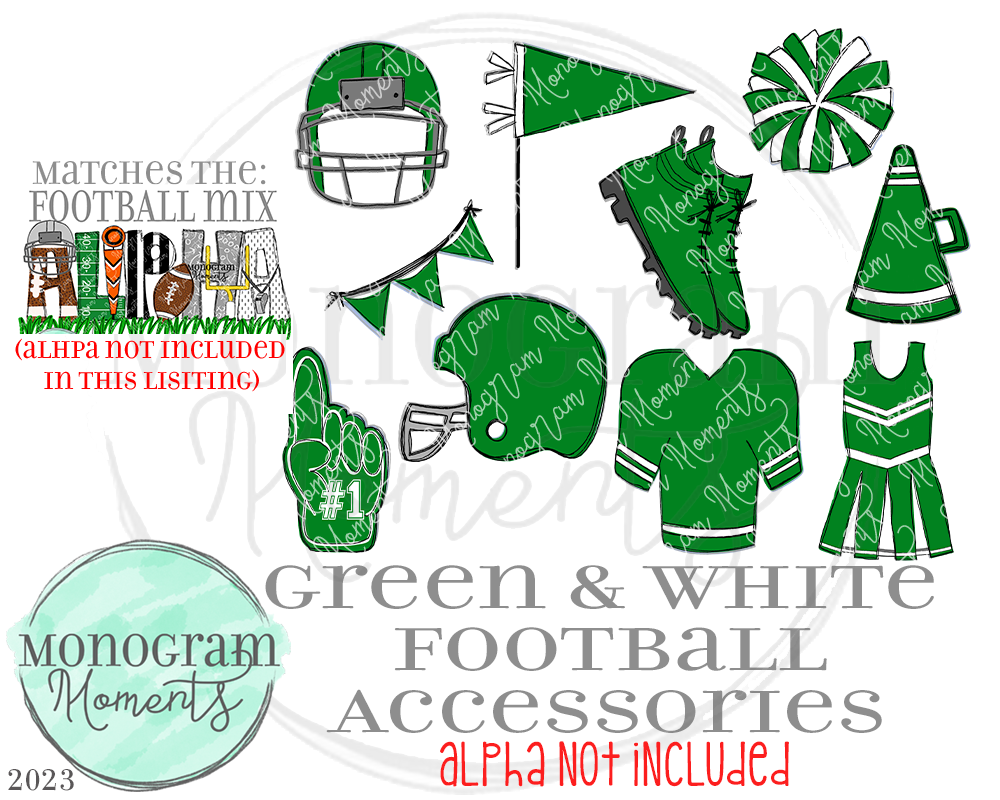 Green & White Football Accessories