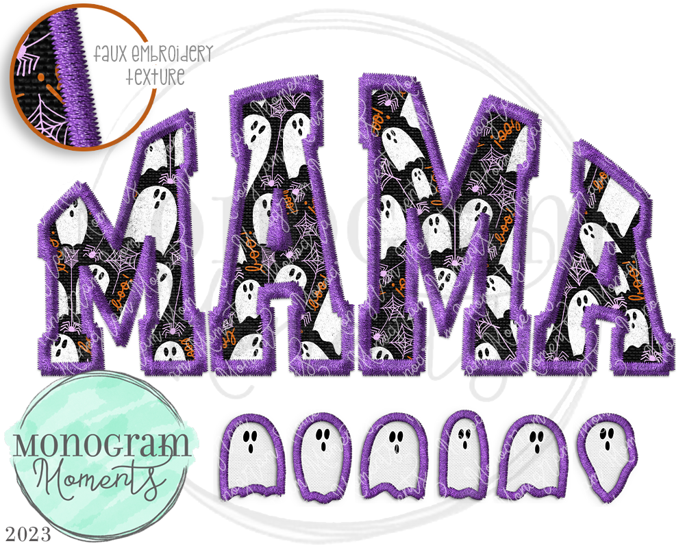 Mama Halloween Patch & Ghosts