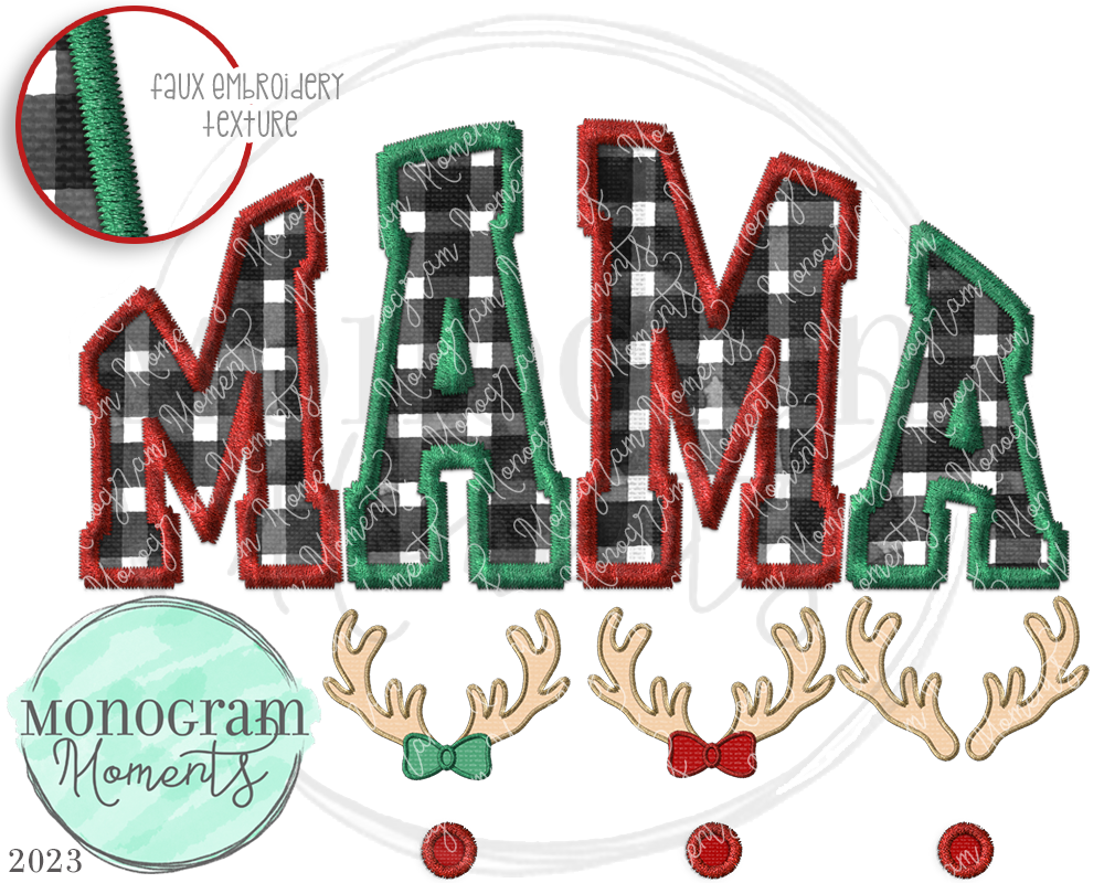 Mama Christmas Patch & Reindeer