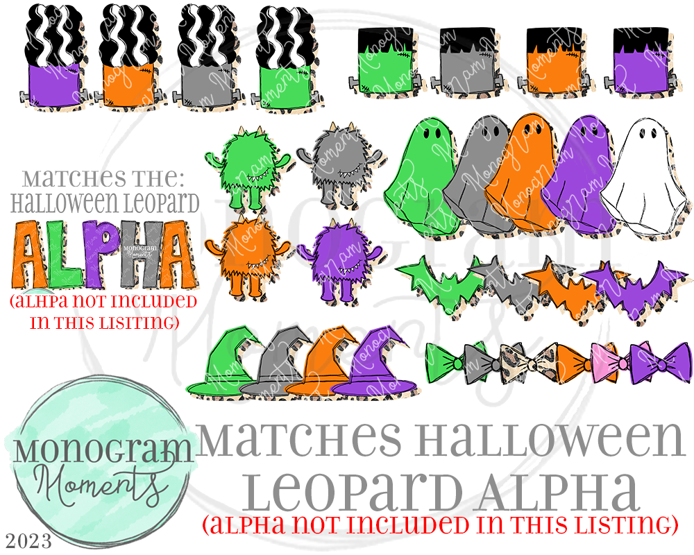 Halloween Leopard Matching Characters