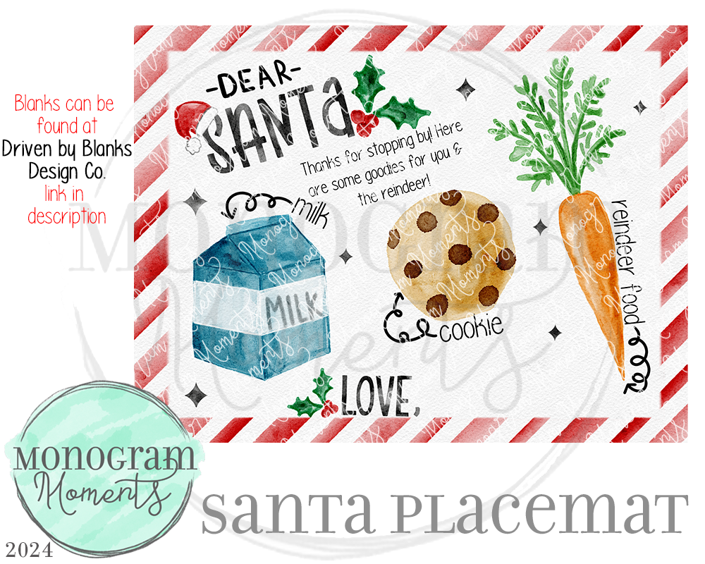 Santa Placemat - Blue Watercolor