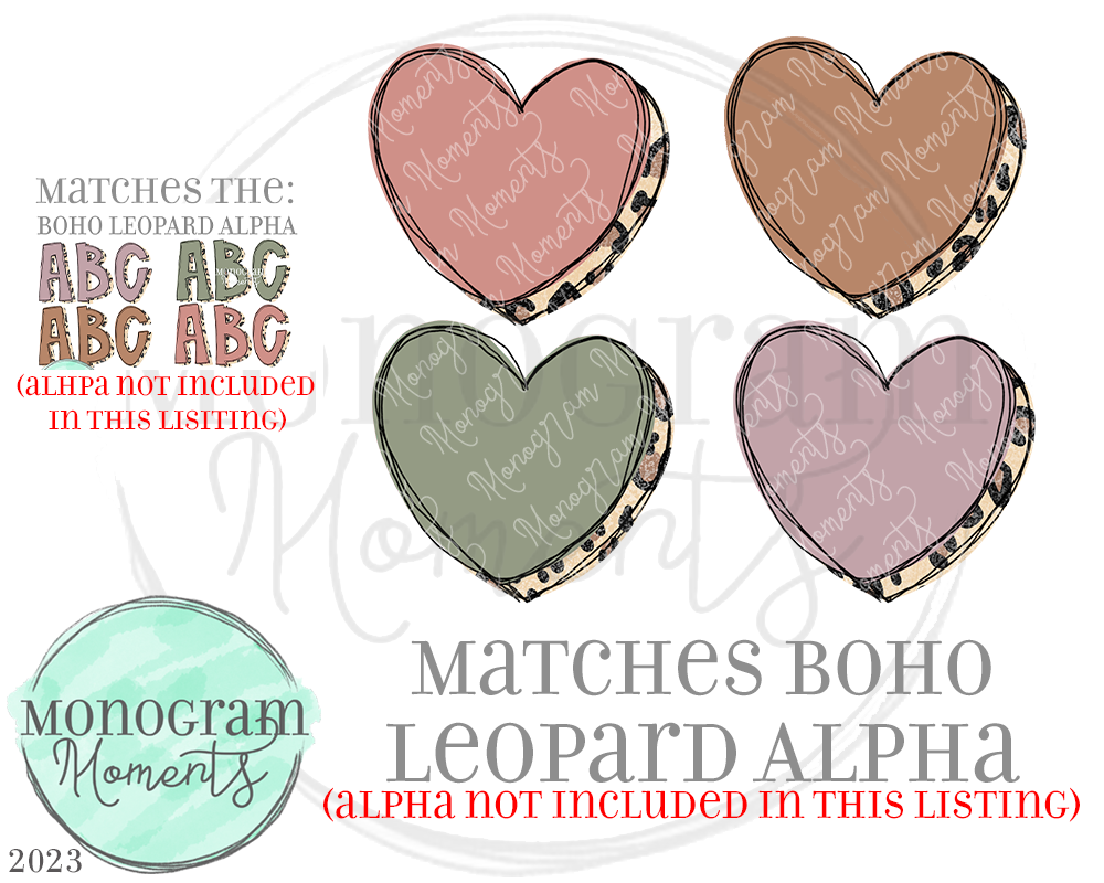 Boho Leopard Matching Hearts