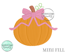 Load image into Gallery viewer, Pumpkin with Bow - MINI FILL EMBROIDERY
