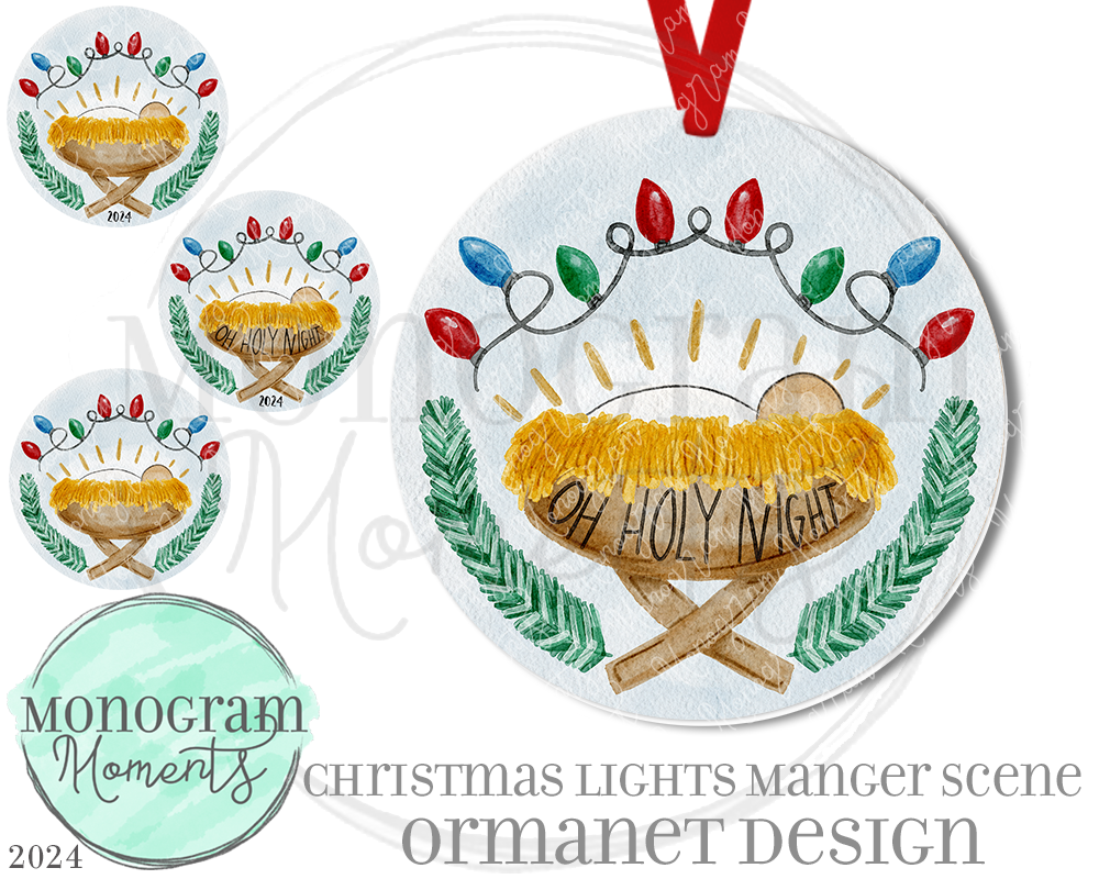 Christmas Lights Manger Scene Ornament Design