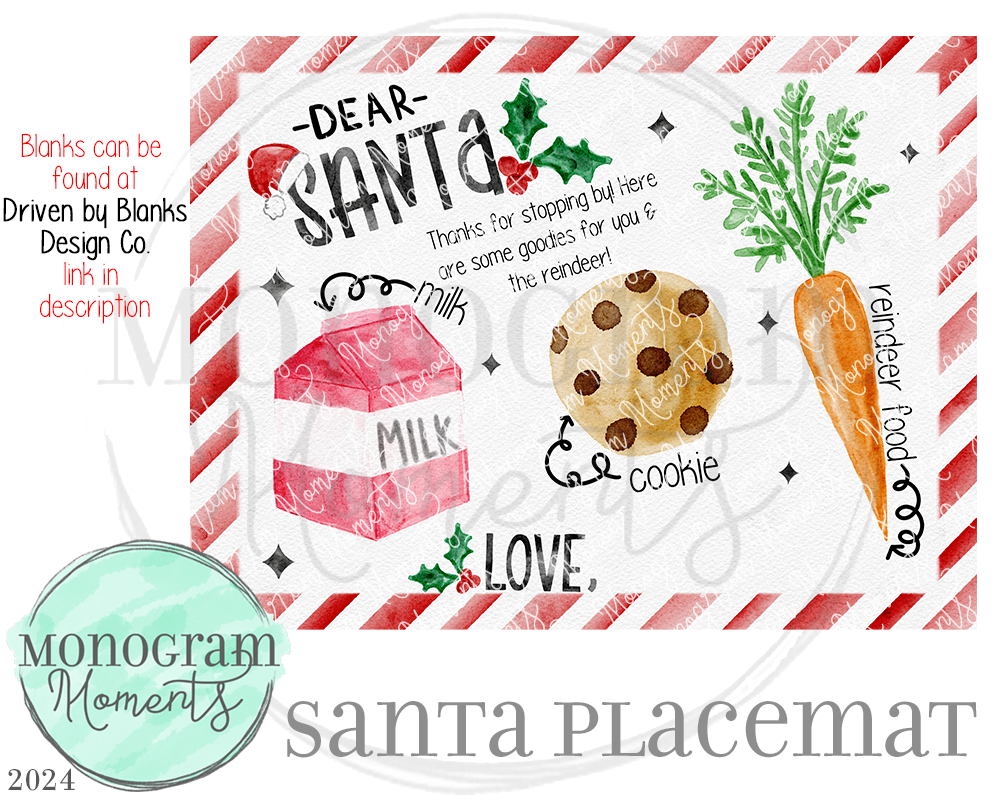 Santa Placemat - Pink Watercolor