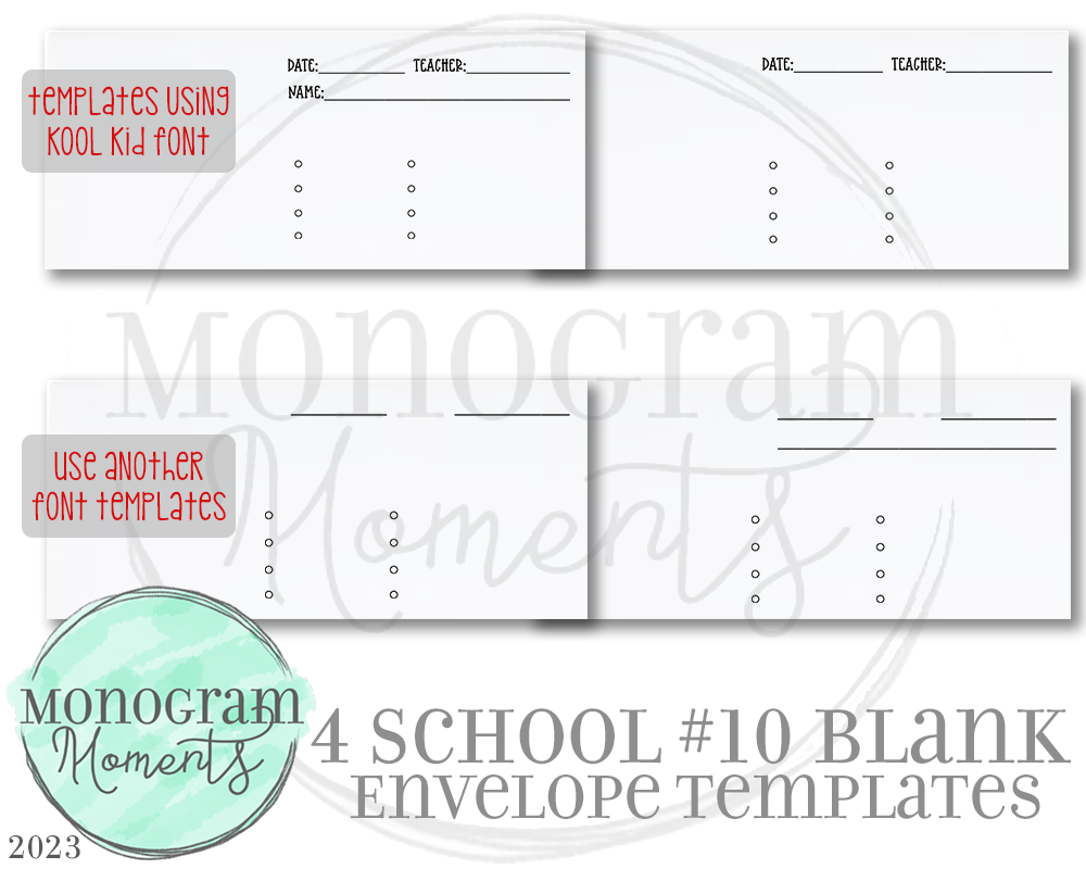 4 School Blank Envelope #10 Templates
