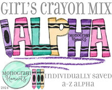 Load image into Gallery viewer, Girl&#39;s Crayon Mix Alpha
