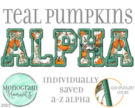 Teal Pumpkins Alpha-Faux Embriodery