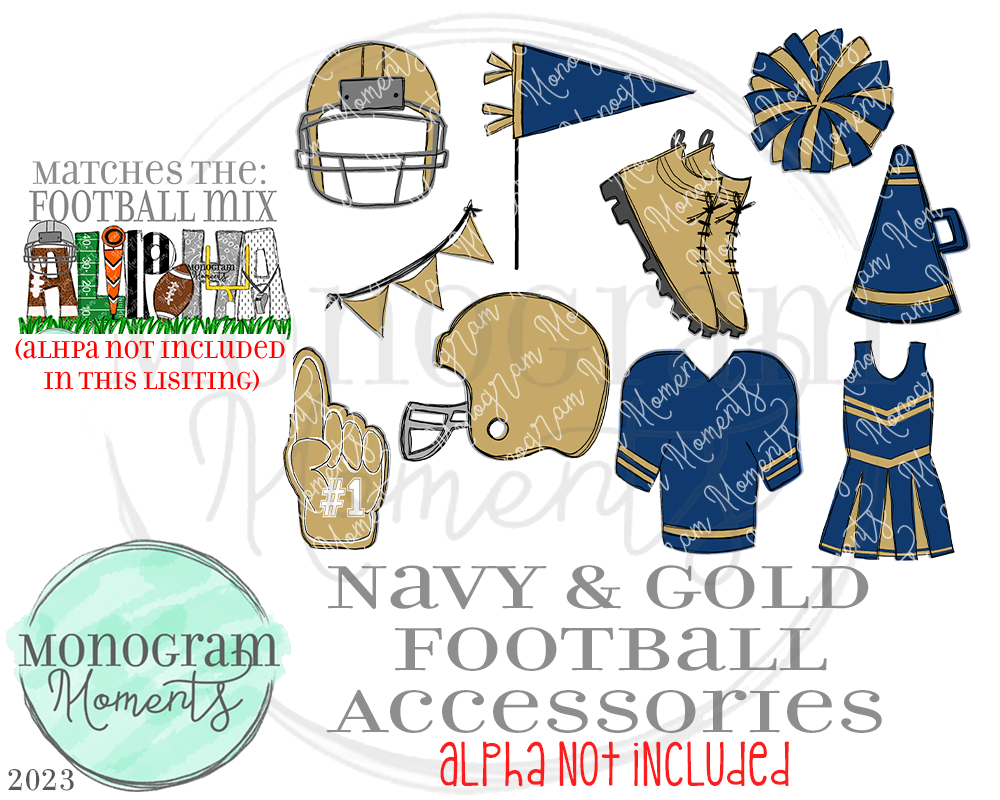Navy & Gold Football Accessories