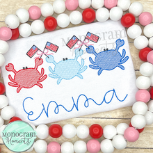Load image into Gallery viewer, Girl&#39;s USA Crabs- SKETCH EMBROIDERY

