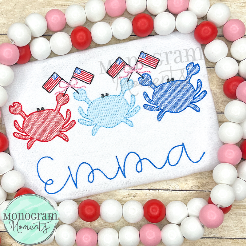 Girl's USA Crabs- SKETCH EMBROIDERY