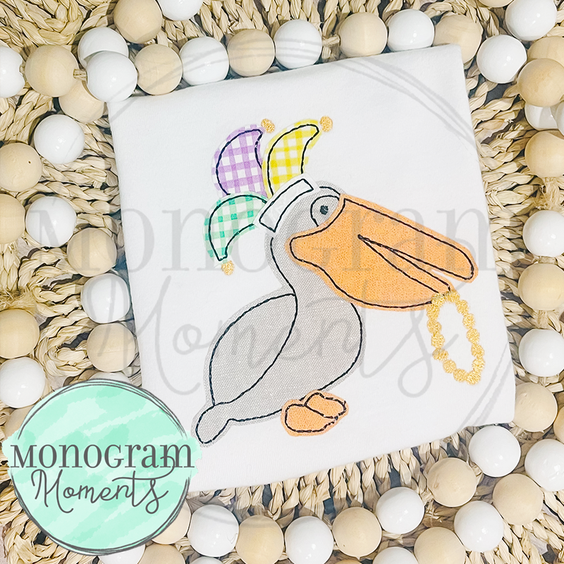 Mardi Gras Pelican - BEAN APPLIQUE