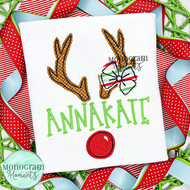 Girl's Reindeer Name Plate - BEAN APPLIQUE