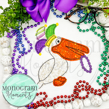 Load image into Gallery viewer, Mardi Gras Pelican - BEAN APPLIQUE
