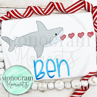Shark Eating Hearts - SKETCH EMBROIDERY