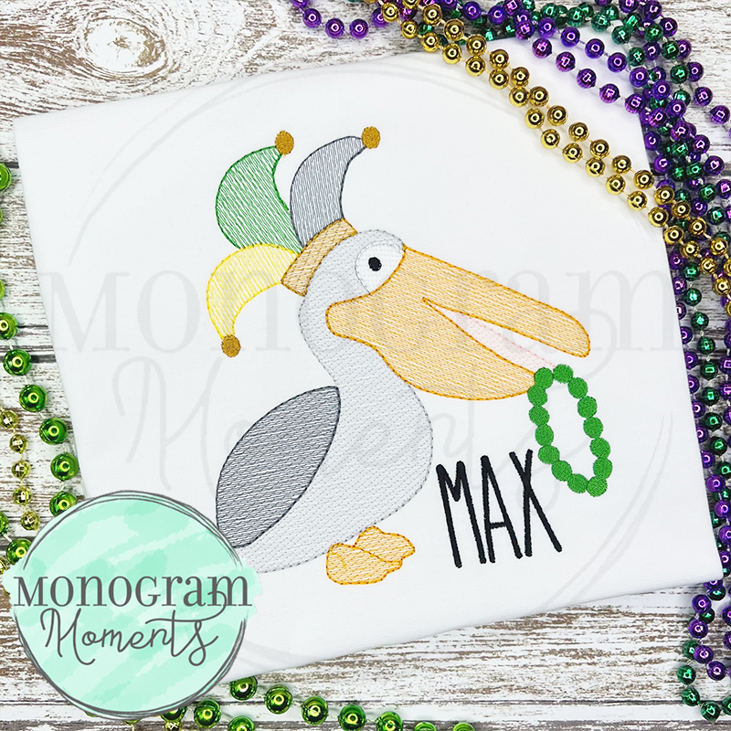 Mardi Gras Pelican- SKETCH EMBROIDERY